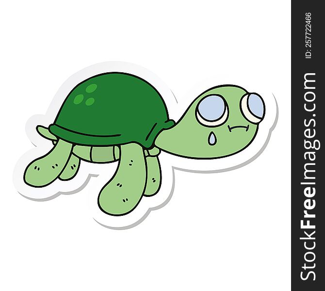 sticker of a quirky hand drawn cartoon turtle