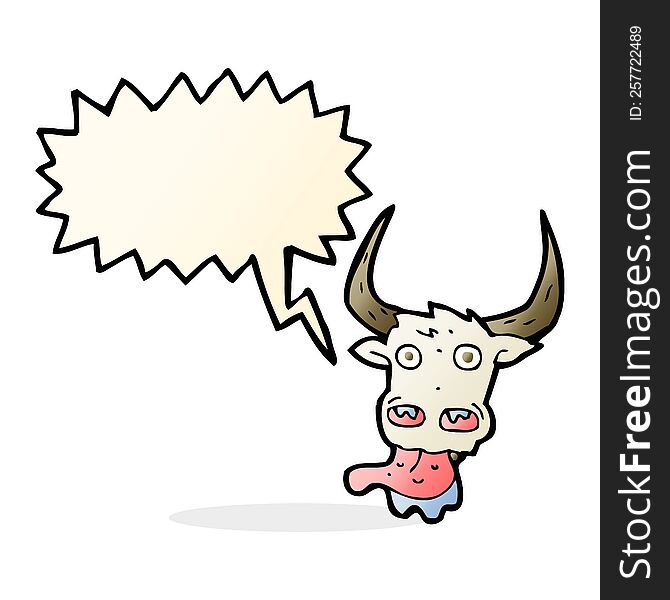 cartoon cow face with speech bubble