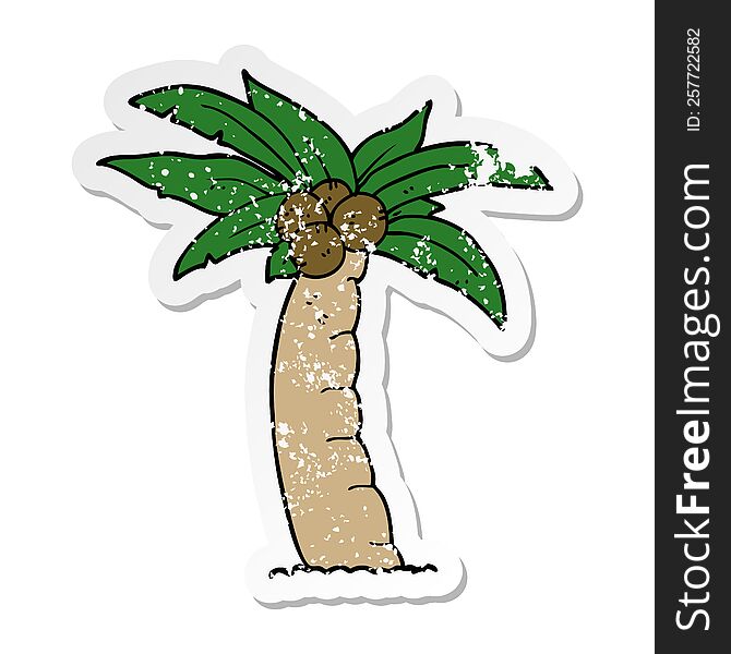 distressed sticker of a cartoon palm tree