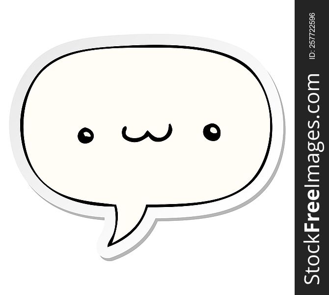 Happy Cartoon Expression And Speech Bubble Sticker