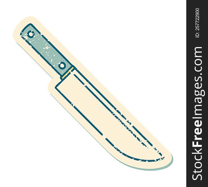 Distressed Sticker Tattoo Style Icon Of Knife
