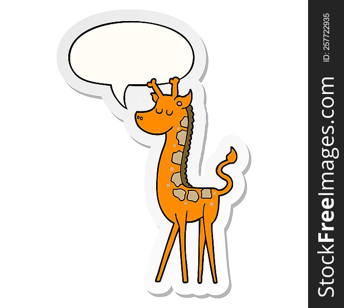 Cartoon Giraffe And Speech Bubble Sticker
