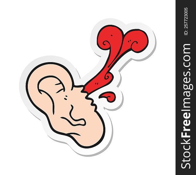 sticker of a cartoon severed ear