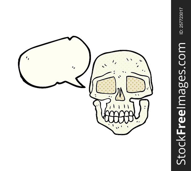 freehand drawn comic book speech bubble cartoon skull