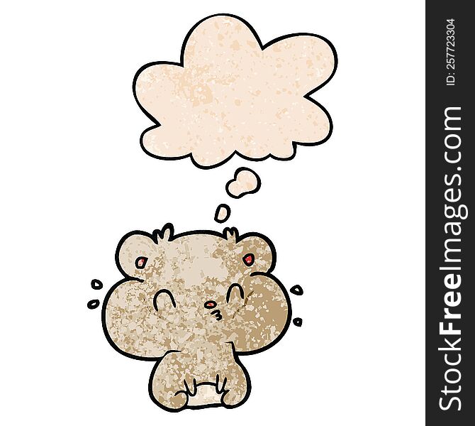 Cartoon Hamster And Thought Bubble In Grunge Texture Pattern Style