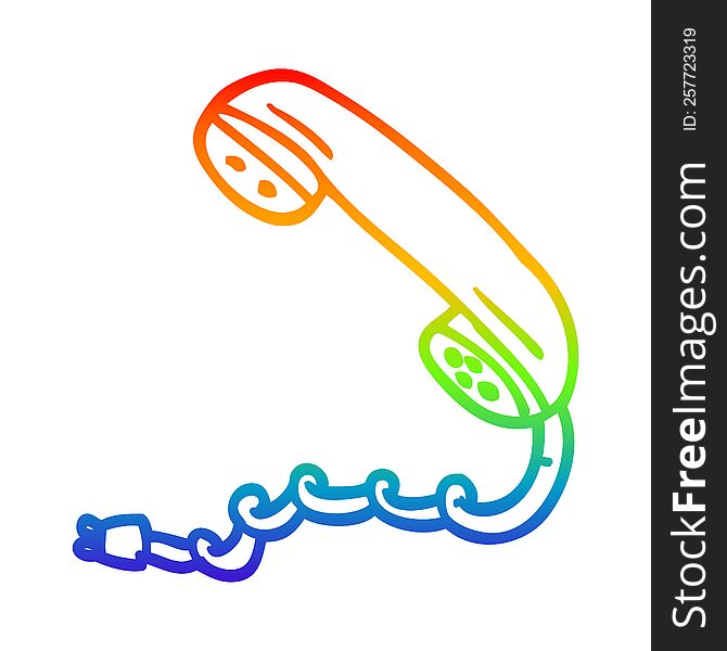 rainbow gradient line drawing of a cartoon phone handset