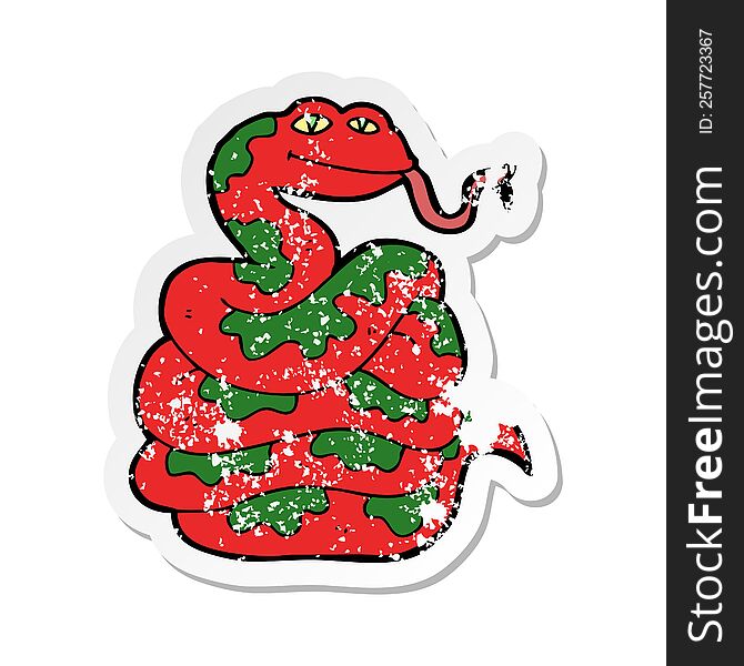 Distressed Sticker Of A Cartoon Snake