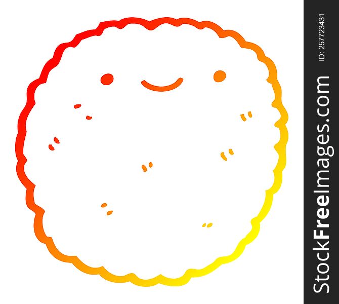 warm gradient line drawing of a cartoon biscuit