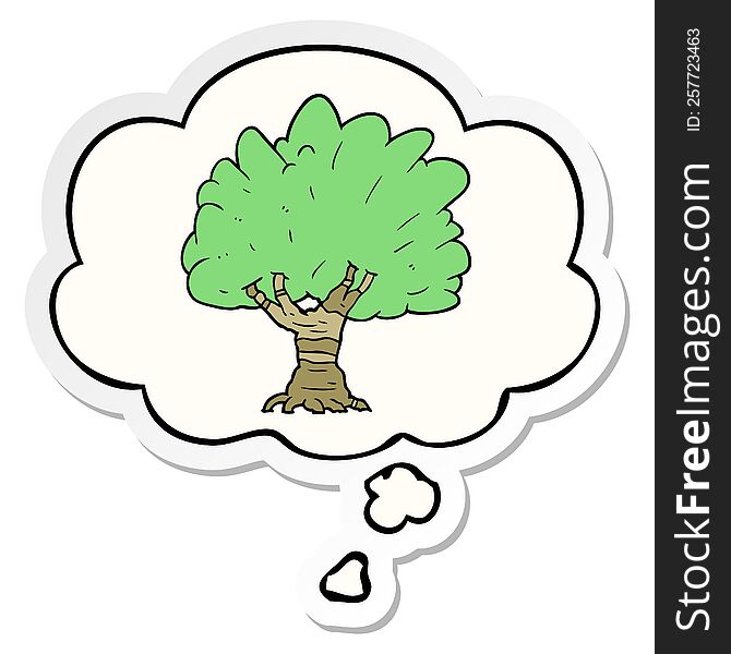 Cartoon Tree And Thought Bubble As A Printed Sticker