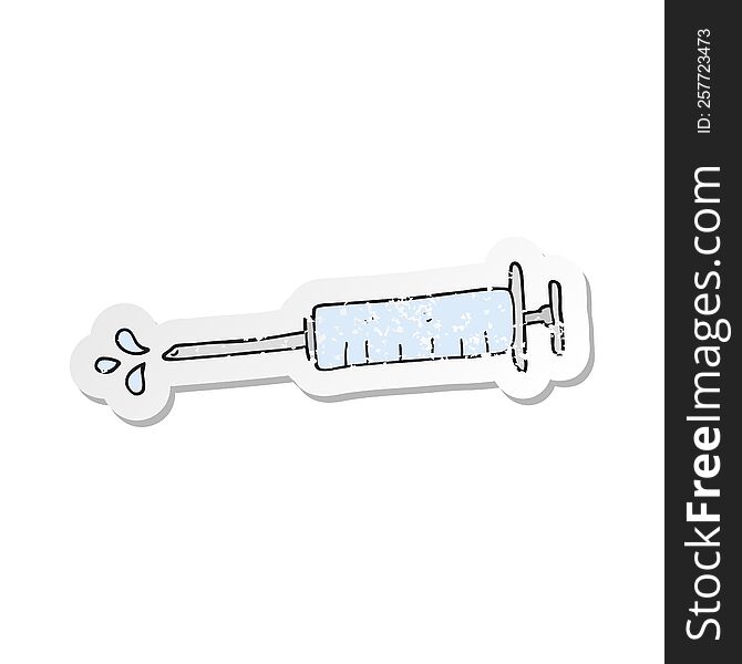 retro distressed sticker of a cartoon medical needle