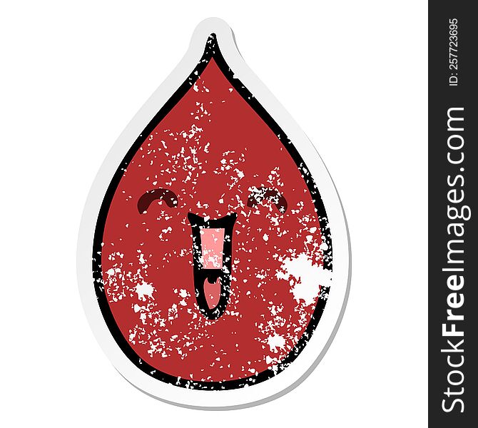 Distressed Sticker Of A Quirky Hand Drawn Cartoon Emotional Blood Drop