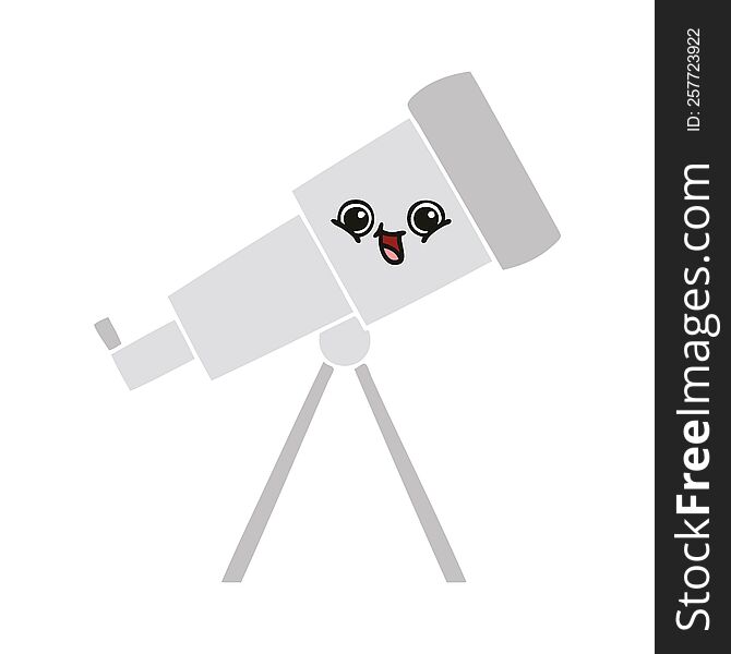 Flat Color Retro Cartoon Telescope