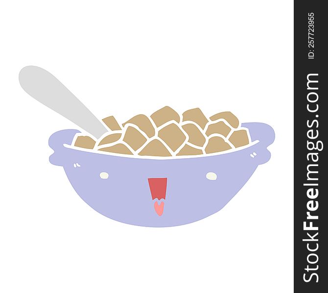 Cute Flat Color Style Cartoon Bowl Of Cereal