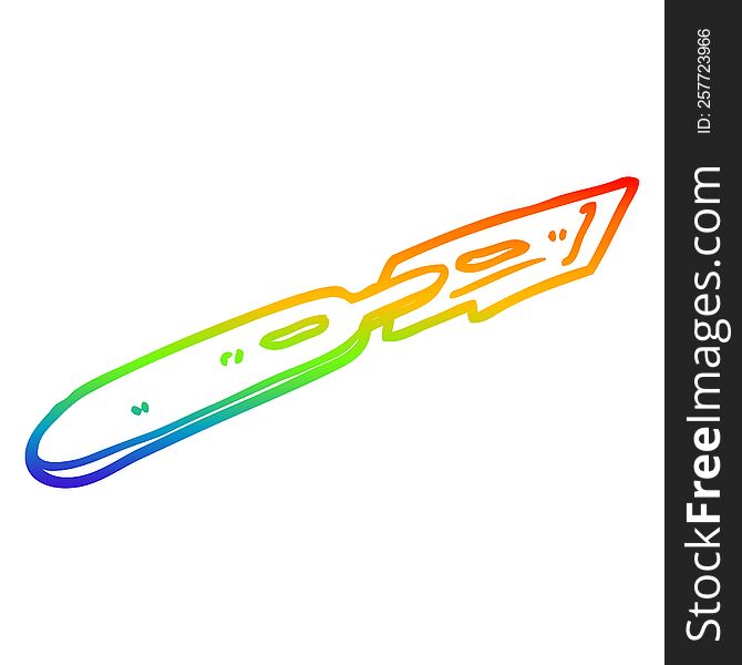 rainbow gradient line drawing of a cartoon surgeon blade