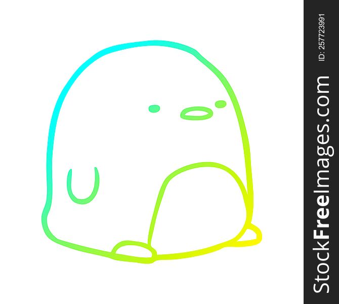 Cold Gradient Line Drawing Cute Penguin