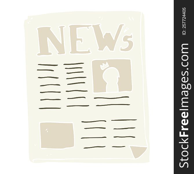 flat color illustration of newspaper. flat color illustration of newspaper