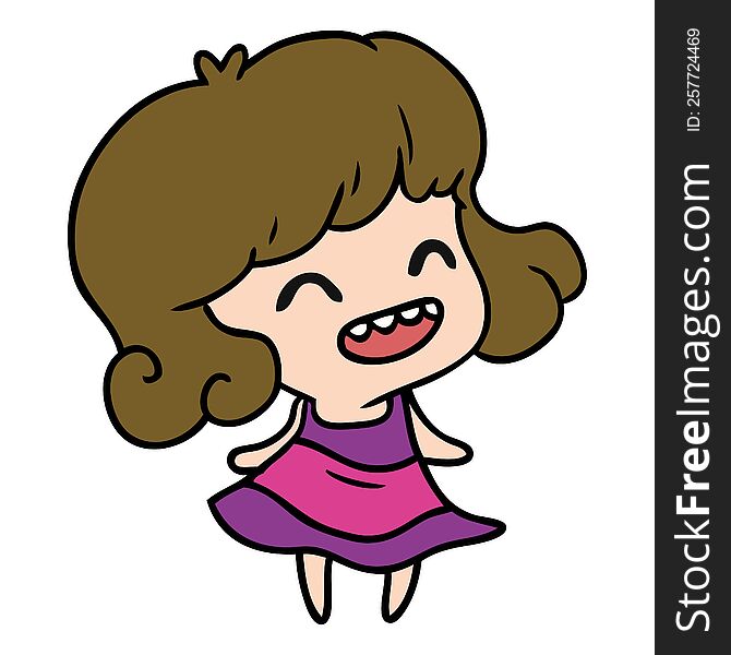 freehand drawn cartoon of cute kawaii girl