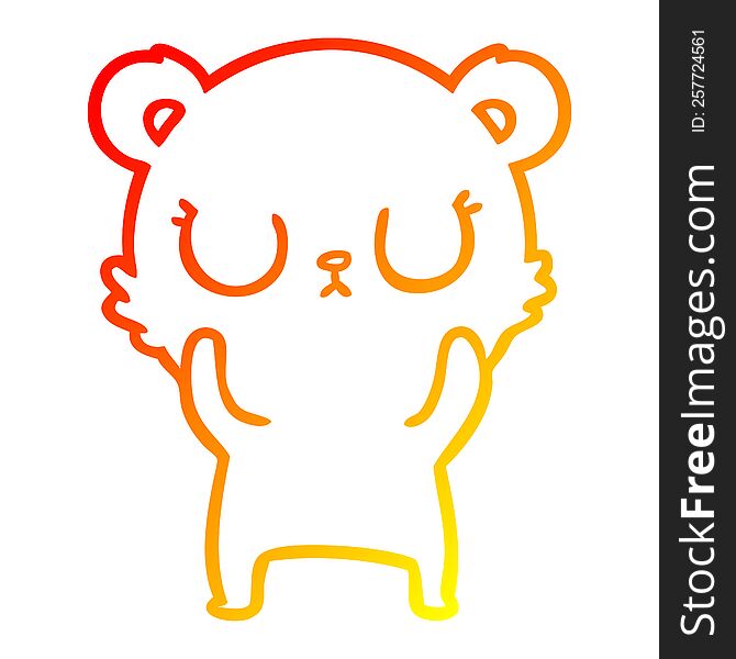 Warm Gradient Line Drawing Peaceful Cartoon Bear