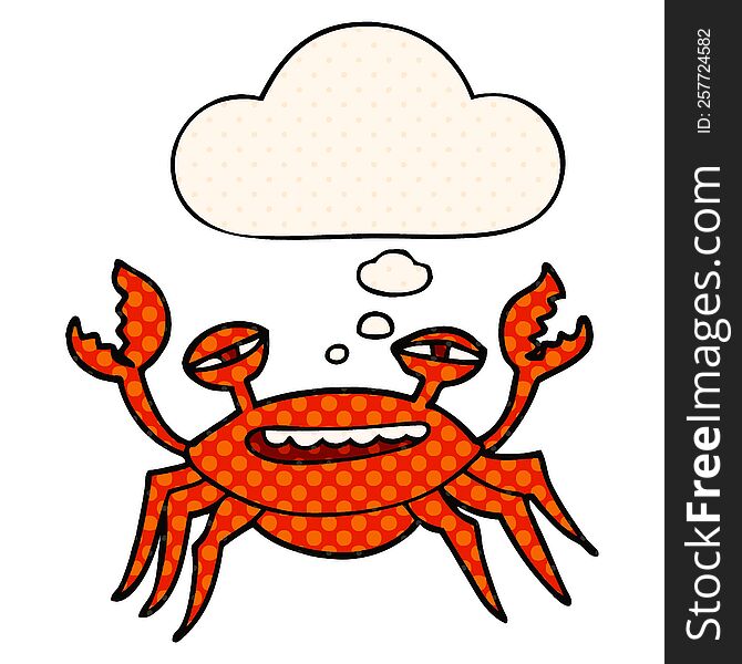 Cartoon Crab And Thought Bubble In Comic Book Style