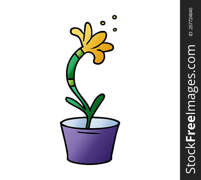 hand drawn gradient cartoon doodle of a house plant