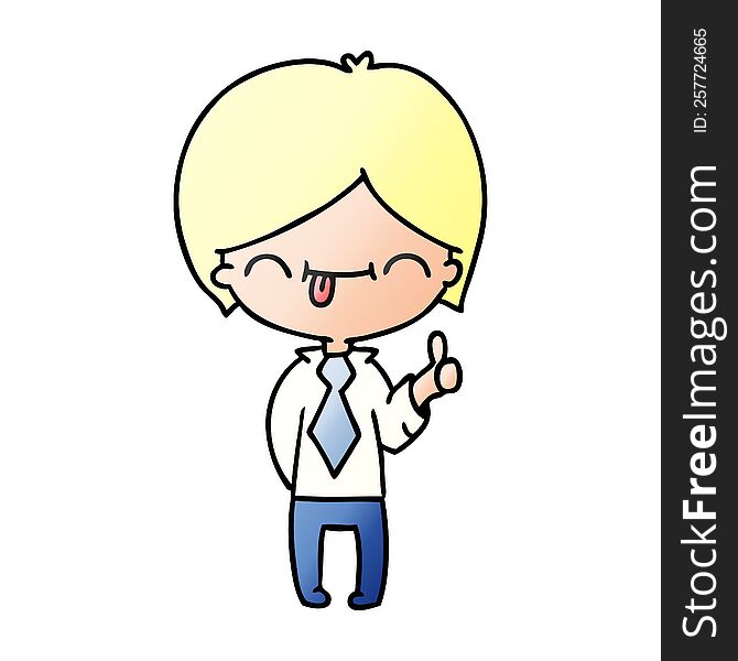 gradient cartoon of boy with thumb up