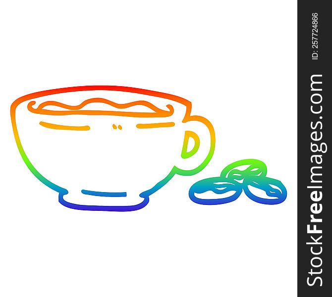 rainbow gradient line drawing of a cartoon espresso cup