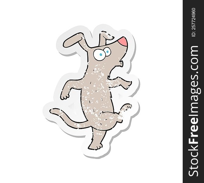 Retro Distressed Sticker Of A Cartoon Dancing Dog