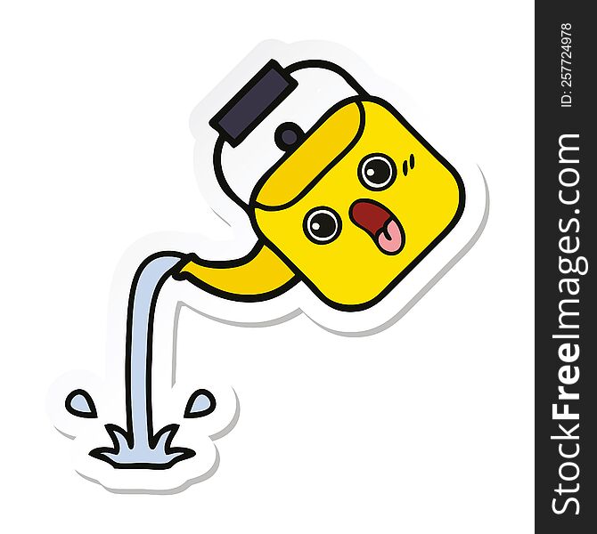 sticker of a cute cartoon pouring kettle