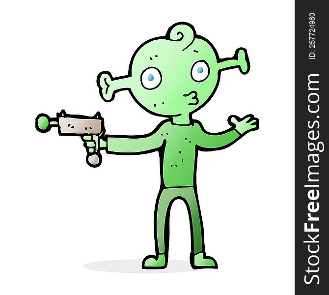 Cartoon Alien With Ray Gun