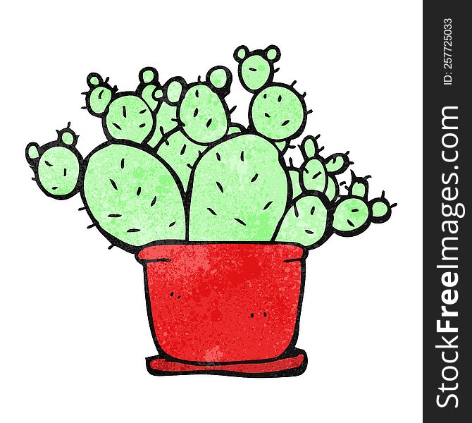 freehand textured cartoon cactus