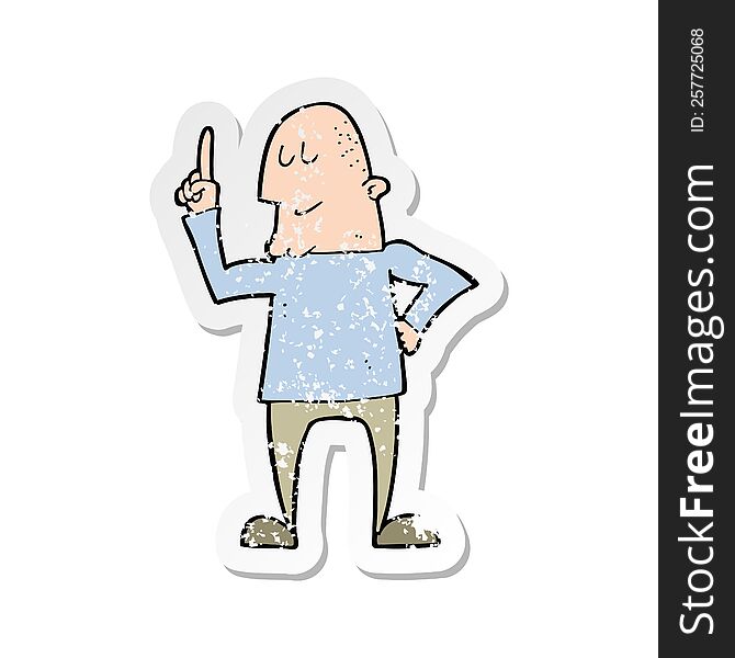 retro distressed sticker of a cartoon man pointing finger