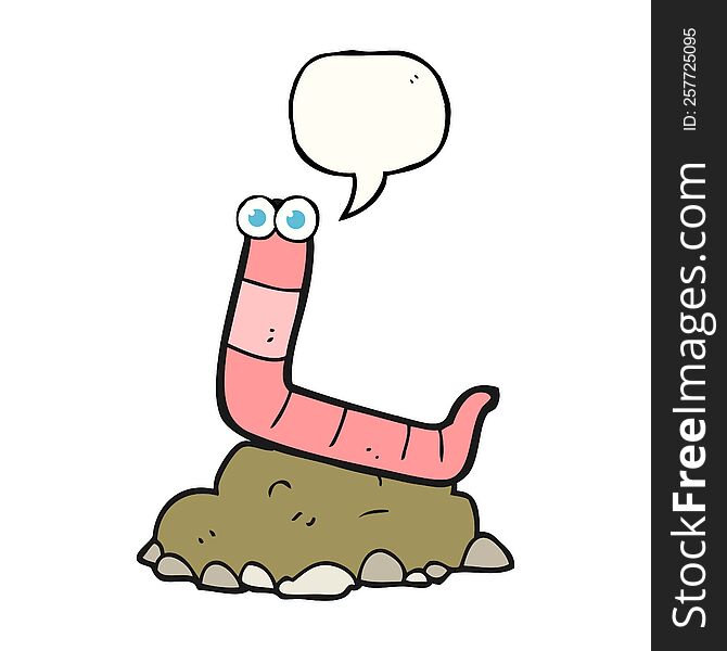 freehand drawn speech bubble cartoon worm