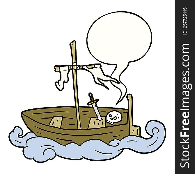 cartoon old shipwrecked boat with speech bubble