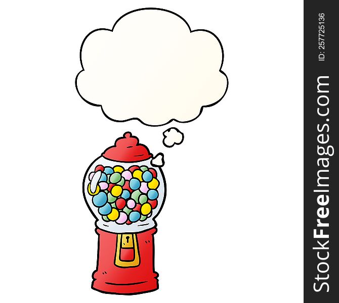 cartoon gumball machine with thought bubble in smooth gradient style