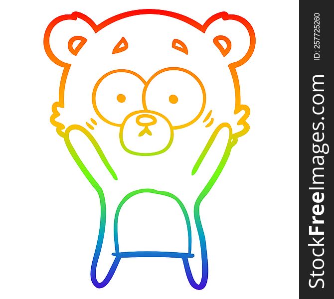 Rainbow Gradient Line Drawing Worried Bear Cartoon