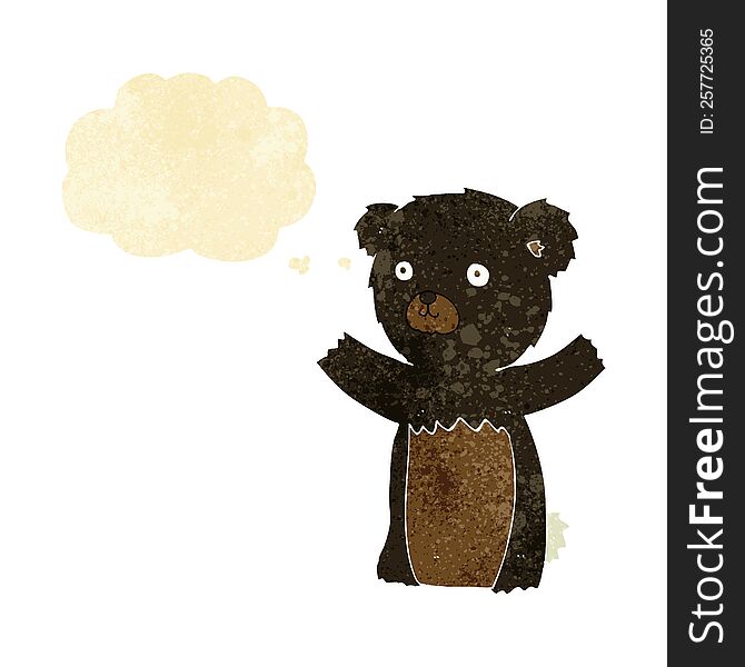 Cute Cartoon Black Bear With Thought Bubble