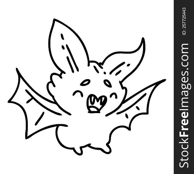 line doodle of a super cute halloween bat
