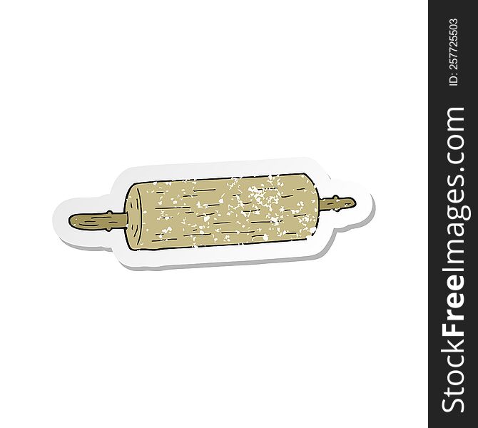 retro distressed sticker of a cartoon rolling pin