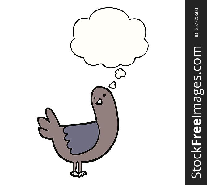 cartoon pigeon with thought bubble. cartoon pigeon with thought bubble