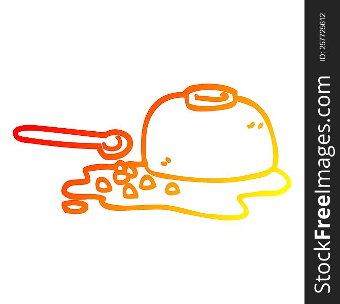 warm gradient line drawing of a cartoon spilt cereal bowl