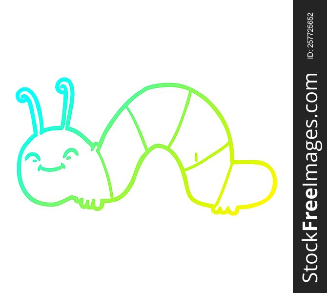 cold gradient line drawing of a cartoon happy bug