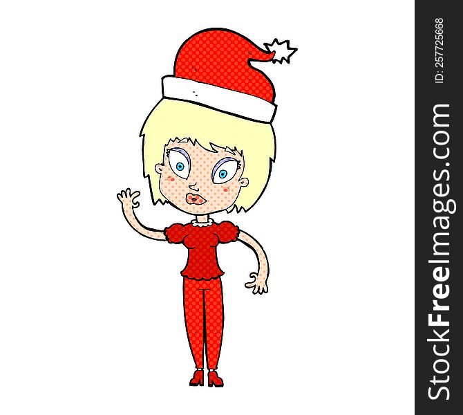 Cartoon Woman Ready For Christmas