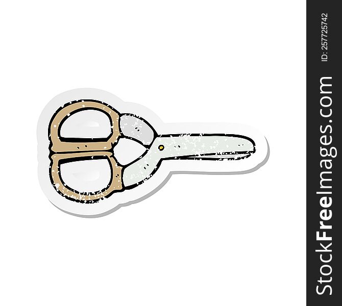retro distressed sticker of a cartoon scissors