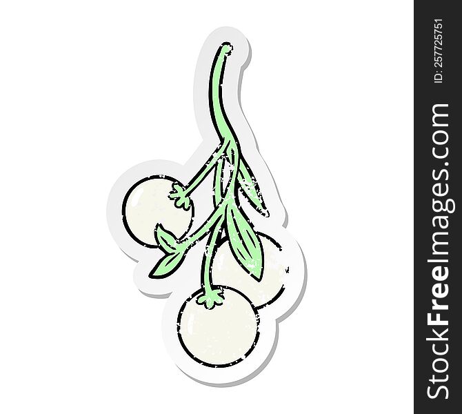 Distressed Sticker Of A Cartoon Mistletoe