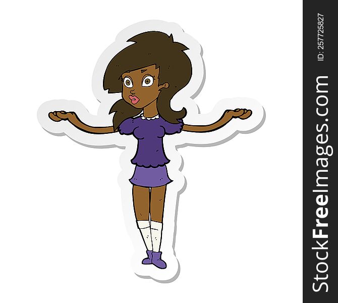 Sticker Of A Cartoon Confused Pretty Girl