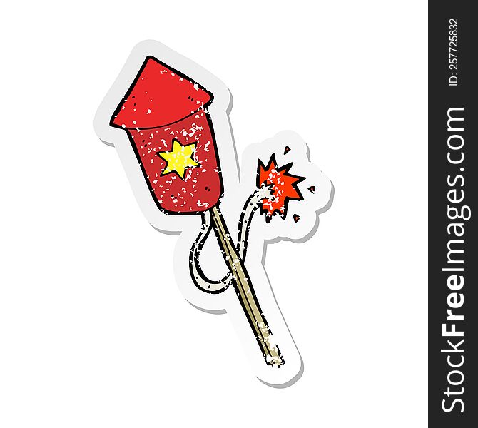 retro distressed sticker of a cartoon firework with burning fuse