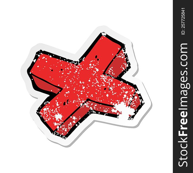 retro distressed sticker of a cartoon negative cross symbol