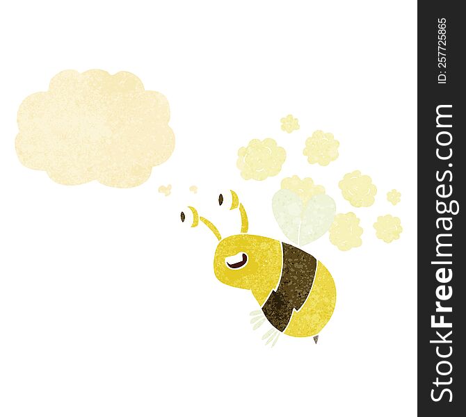 Cartoon Happy Bee With Thought Bubble