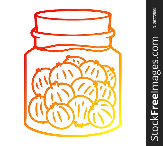 warm gradient line drawing of a cartoon pickled onions