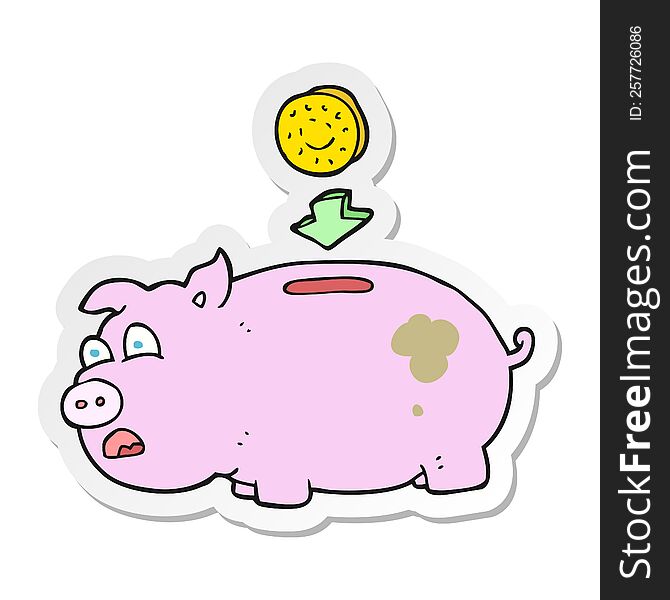 sticker of a cartoon piggy bank